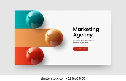 Isolated flyer vector design layout. Geometric 3D balls horizontal cover template.