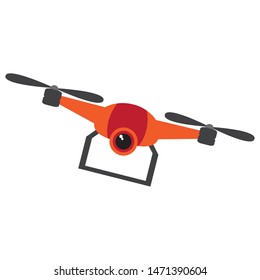 Isolated flying drone over a white background - Vector