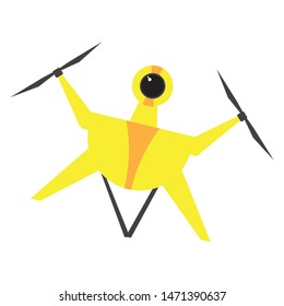 Isolated flying drone over a white background - Vector