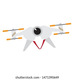 Isolated flying drone over a white background - Vector