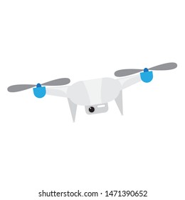 Isolated flying drone over a white background - Vector