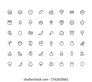 Isolated Food & Drink Elements Icon pack with Line Color style