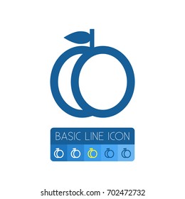 Isolated Food Outline. Peach Vector Element Can Be Used For Peach, Orange, Citrus Design Concept.