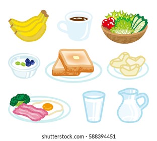 Isolated food set for Breakfast