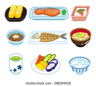 Isolated Food Set Japanese Breakfast Stock Vector (Royalty Free ...