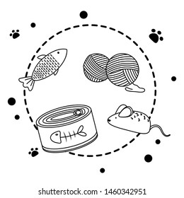 Isolated food and toys for cat design