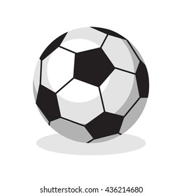 Isolated footbal or soccer ball on white background. Cartoon ball. Concept of championship, league, team sport. Equipment for leisure activity. Game for kids and adults.