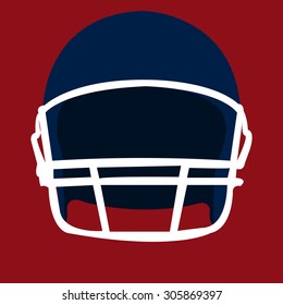 Isolated football helmet on a red background. Vector illustration