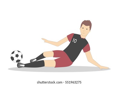 Isolated football player with ball on white background. Soccer player. Man in uniform.