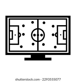Isolated football stadium icon. Football area, lineup of players. Editable stroke and color. EPS vector file