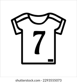 Isolated football uniform icon. Number 7. Editable stroke and color. EPS vector file