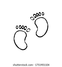 Isolated footprints for children. Vector illustration of a subject on a white background. Cartoon style children's coloring book.