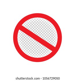 Isolated forbid red symbol template with transparent frame hole. Empty ban sign mockup.