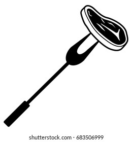 Isolated fork icon with a piece of meat, Vector illustration
