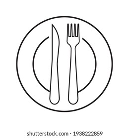 The isolated fork spoon and dish vector. The drawing of fork spoon and dish. Food equipment. Restaurant equipment. eps 10