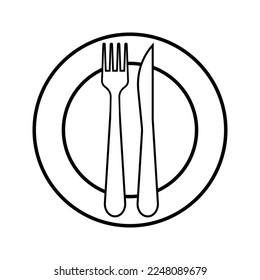 The isolated fork spoon and dish vector. The drawing of fork spoon and dish. Food equipment. Restaurant equipment. eps 10