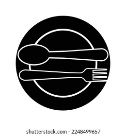 The isolated fork spoon and dish vector. The drawing of fork spoon and dish. Food equipment. Restaurant equipment. eps 10