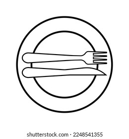 The isolated fork spoon and dish vector. The drawing of fork spoon and dish. Food equipment. Restaurant equipment. eps 10