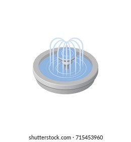 Isolated Fountain Isometric. Park Decoration Vector Element Can Be Used For Fountain, Park, Water Design Concept.