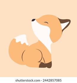 Isolated Fox Animal with Pastel Orange Background