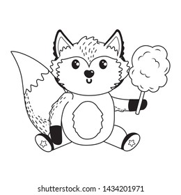 Isolated fox cartoon with sweet food design