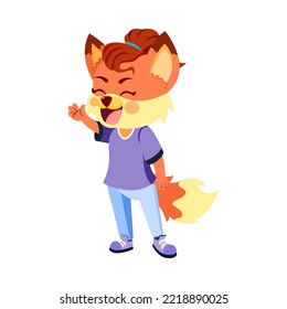 Isolated fox head body human draw animated vector