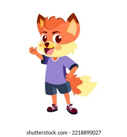 Isolated fox head body human draw animated vector