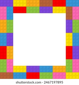 Isolated Frame from Colorful Brick Toy Plastic background. Constructor Blocks Set vector background