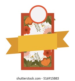 Isolated frame of flowers decoration design