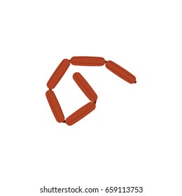 Isolated Frankfurt Flat Icon. Bratwurst Vector Element Can Be Used For Frankfurt, Hotdog, Sausage Design Concept.