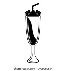 Isolated frappe icon with a straw- Vector