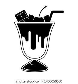 Isolated frappe icon with a straw- Vector