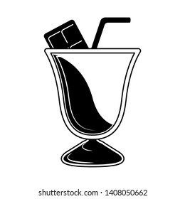 Isolated frappe icon with a straw- Vector