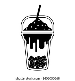 Isolated frappe icon with a straw- Vector