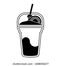 Isolated frappe icon with a straw- Vector