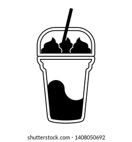 Isolated frappe icon with a straw- Vector