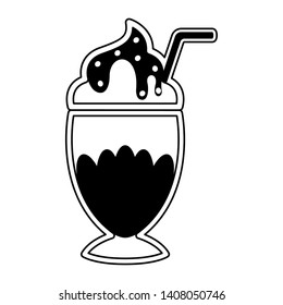 Isolated frappe icon with a straw- Vector