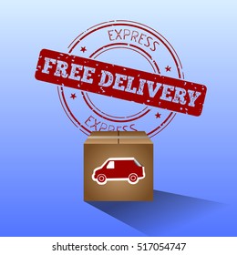 Isolated free delivery box with a tag, Vector illustration