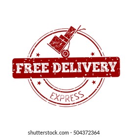 Isolated free delivery label with text, Vector illustration