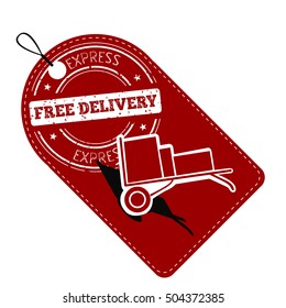 Isolated free delivery label with text, Vector illustration