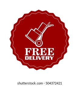 Isolated free delivery label with text, Vector illustration