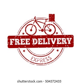 Isolated free delivery label with text, Vector illustration