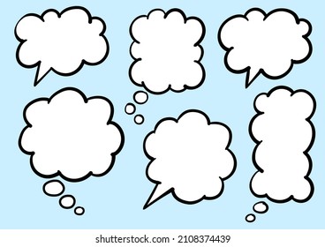 Isolated Freehand Handrawn Speech Bubbles And Signs For Cartooning, Comic, And Doodling Design. Premium Vector