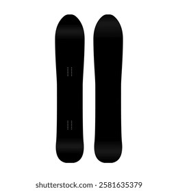 Isolated freeride snowboard board template vector blank design. Black snowboard deck illustration, realistic mockup for brand advertising and promotion. Extreme snowboarding sport concept