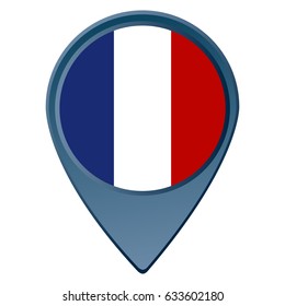 Isolated French flag on a map pin, Vector illustration