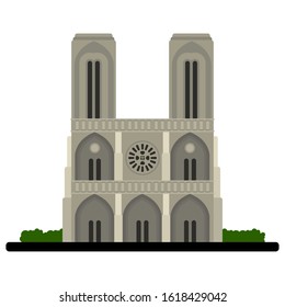 Isolated french landscape with the Notre Dame Cathedral - Vector