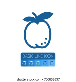 Isolated Fresh Outline. Ripe Vector Element Can Be Used For Juicy, Apricot, Fruit Design Concept.