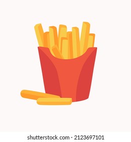 Isolated fried potato on white background. Vector illustration french fries in cartoon flat style.
