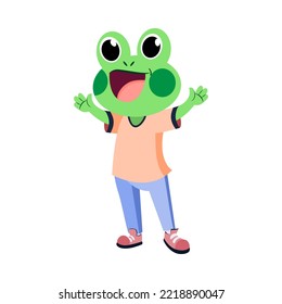 Isolated frog head body human draw animated vector