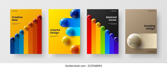 Isolated front page vector design illustration collection. Premium realistic balls banner template set.